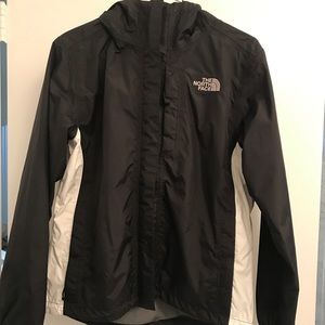 Black North Face rain jacket